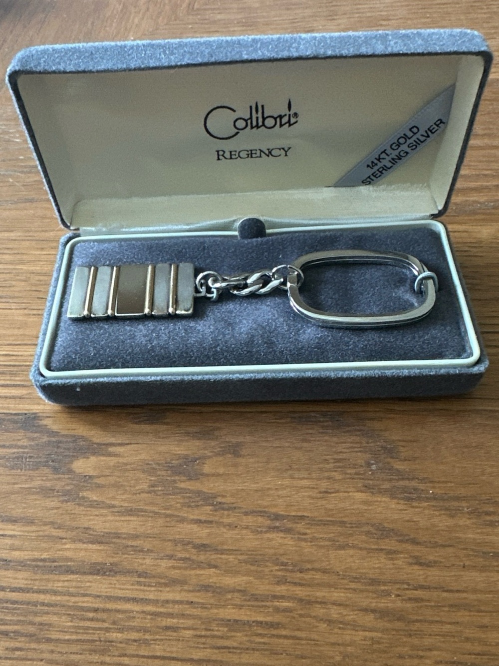 Vintage New In Box COLIBRI Regency 14K KT Gold Sterling Silver Keychain Holder